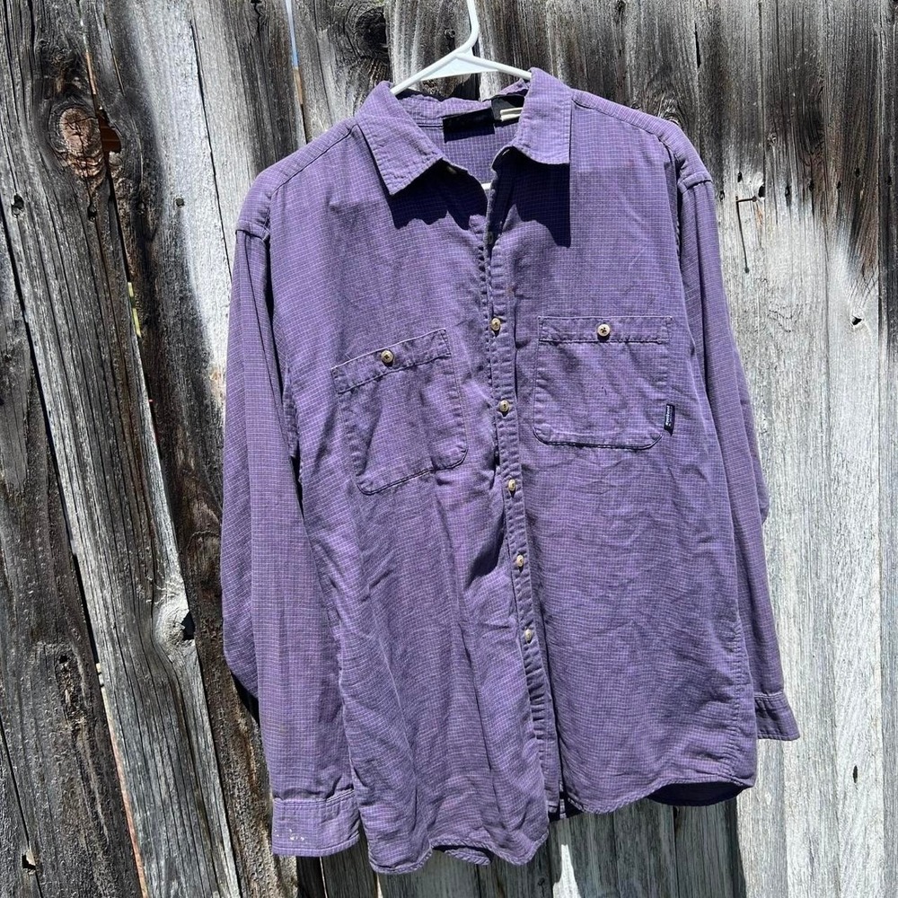 Vintage Patagonia Purple Micro Check Button Up Shirt Portugal Men's Medium